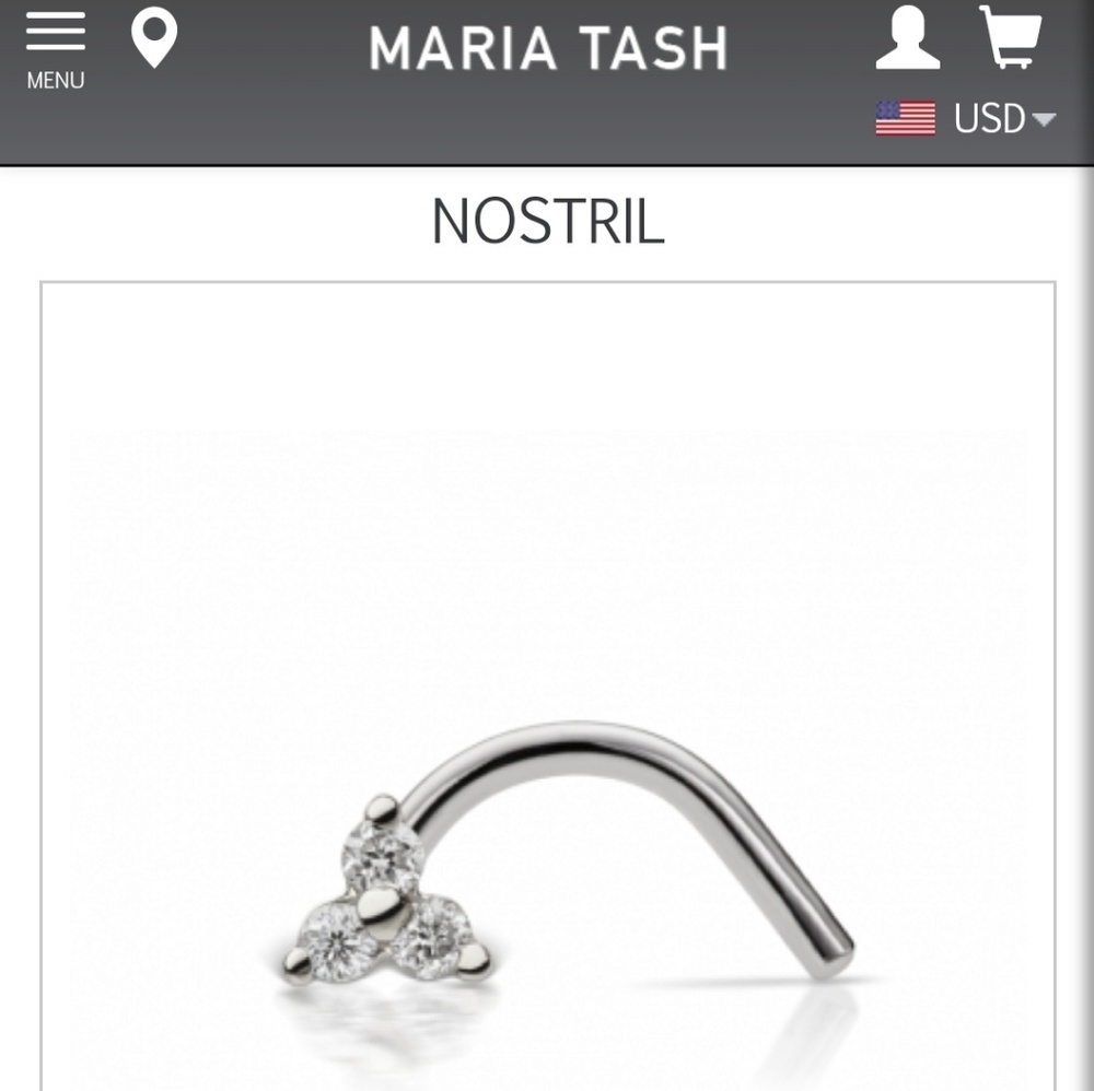 Maria Tash Diamond Trinity Nostril Screw Left Bend